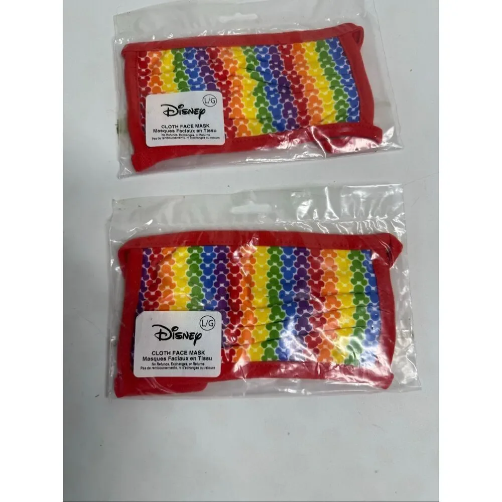 Set of 2 Disney Mask Cloth Adult LG Authentic Disney NEW IN SEALED BAG